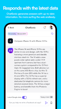 Baixar ChatSonic: Super ChatGPT App Emprego para Android captura de tela 2