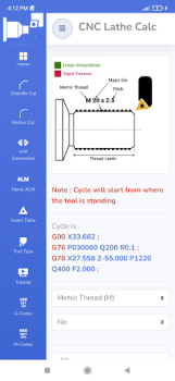 Baixar CNC Lathe Calc Emprego para Android captura de tela 4