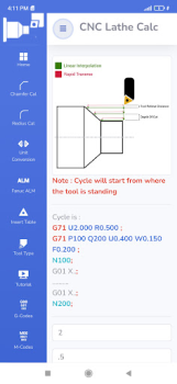 Baixar CNC Lathe Calc Emprego para Android captura de tela 5