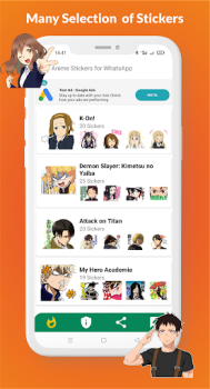 Baixar Anime Stickers for WhatsApp Personalização para Android captura de tela 5