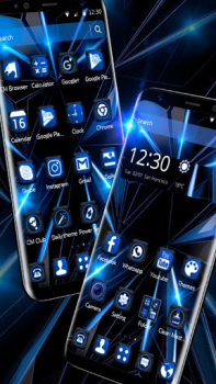Baixar Черная голубая тема будущего Personalização para Android captura de tela 3