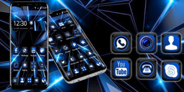 Baixar Черная голубая тема будущего Personalização para Android captura de tela 4