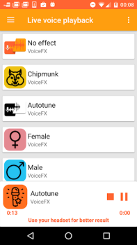 Baixar VoiceFX - Modificador de voz c Entretenimento para Android captura de tela 5