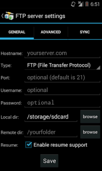 Baixar AndFTP (cliente FTP) Ferramentas para Android captura de tela 3