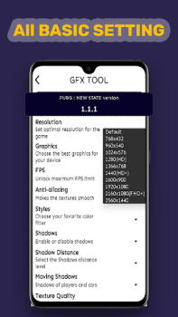 Baixar GFX tool for pubg new state Ferramentas para Android captura de tela 3